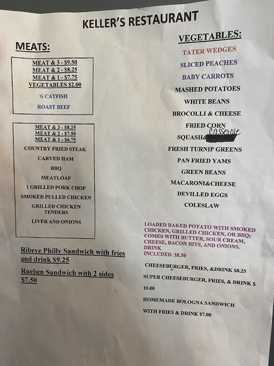 Keller's Restaurant Menu - Image 2
